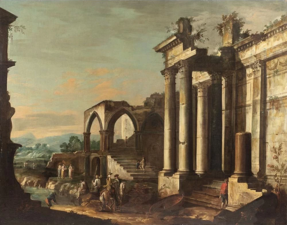 Paesaggio con rovine
